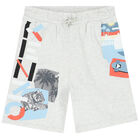 Boys Grey Logo Shorts, 1, hi-res