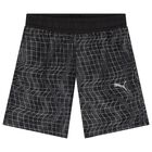 Boys Black Logo Shorts, 1, hi-res