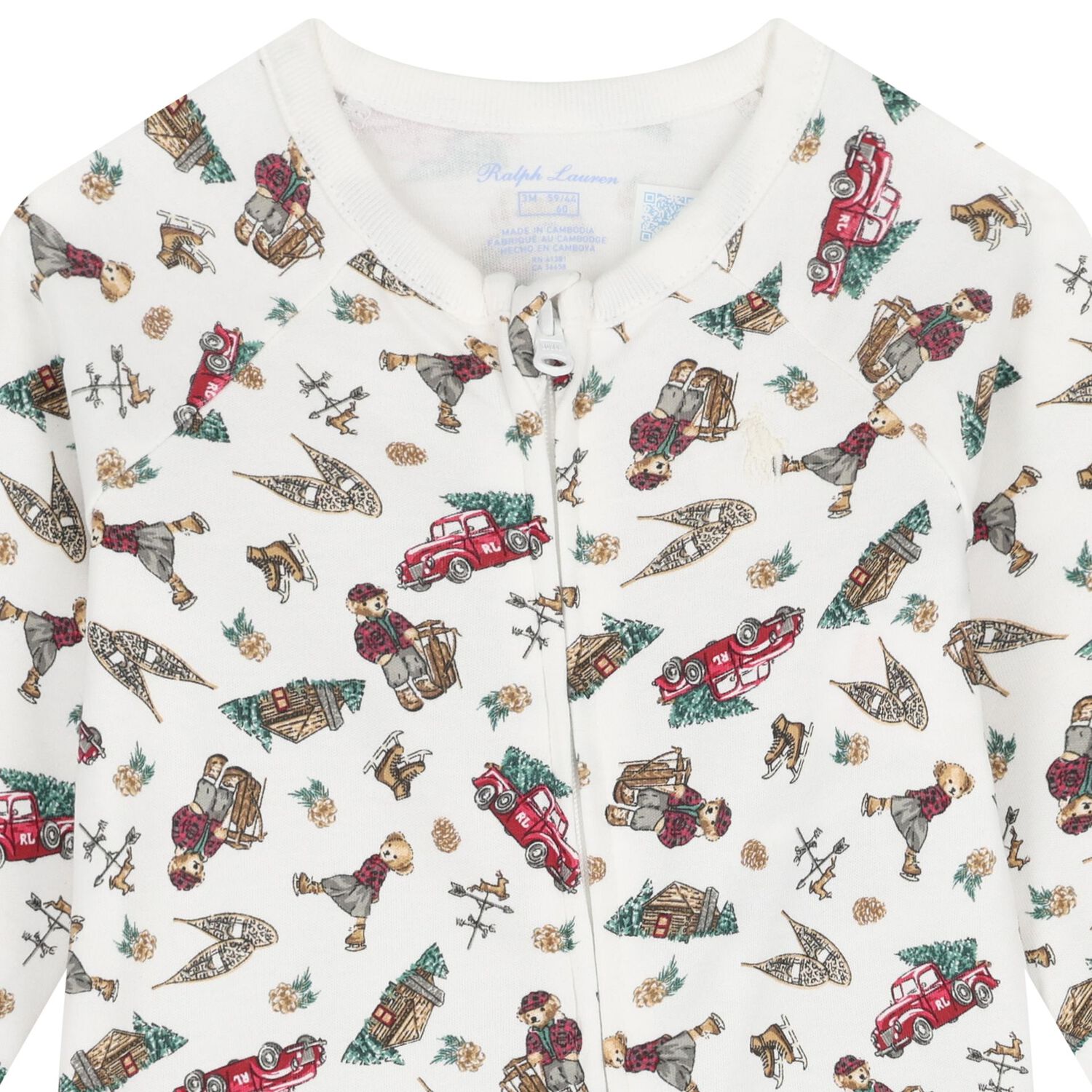 Baby Boys Ivory Polo Bear Babygrow, 1, hi-res