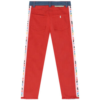 Girls Blue & Orange Logo Denim JeansÂ 