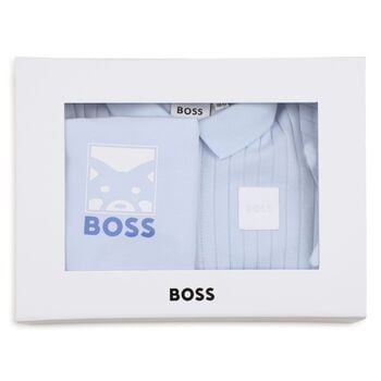 Baby Boys Blue Logo Babygrow Gift Set