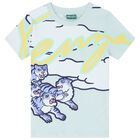 Boys Blue Tiger Logo T-Shirt, 1, hi-res