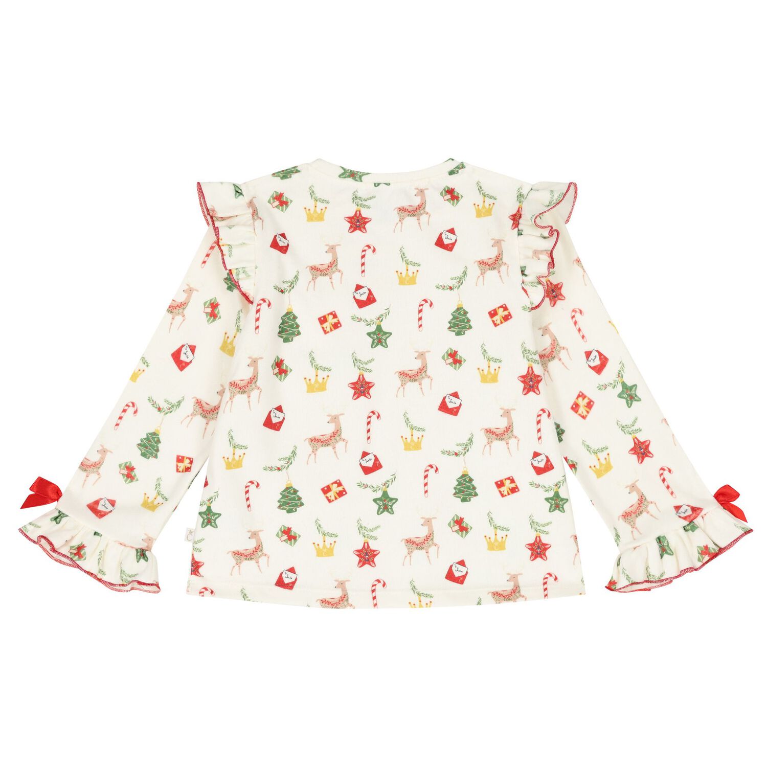 Girls Ivory & Red Ruffled Pyjamas, 1, hi-res