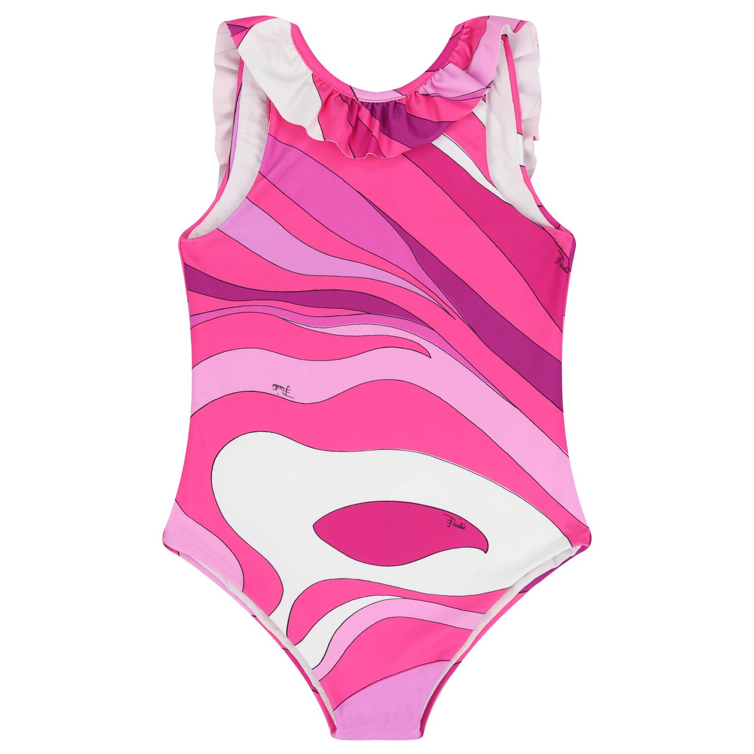 Younger Girls Pink & Purple Ruffled Swimsuit, 1, hi-res