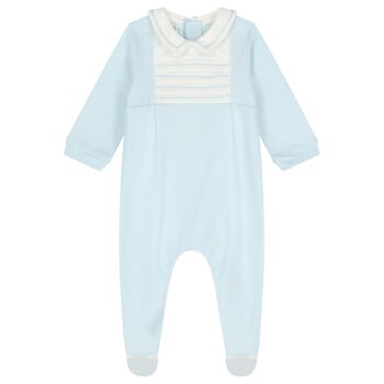 Baby Boys White & Blue Babygrow