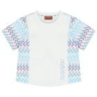 Girls White & Blue Logo Zig Zag T-Shirt, 1, hi-res