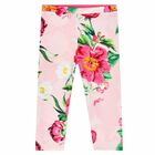 Girls Pink Floral Reversible Leggings, 1, hi-res
