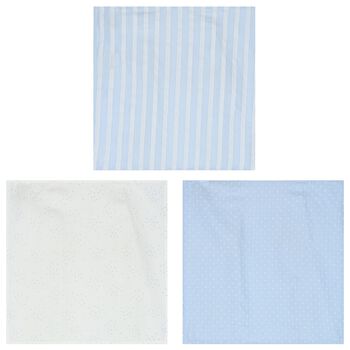 Baby Boys White & Blue Muslins (3-Pack)