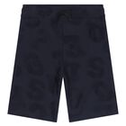 Boys Navy Towelling Logo Shorts, 1, hi-res