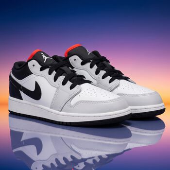 White, Grey & Black Air Jordan 1 Low Trainers