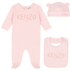 Baby Girls Pink Logo Babygrow Set, 2, hi-res