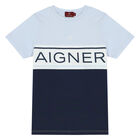 Boys Blue & Navy Logo Pyjamas, 1, hi-res