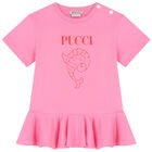 Younger Girls Pink Logo Dress, 1, hi-res