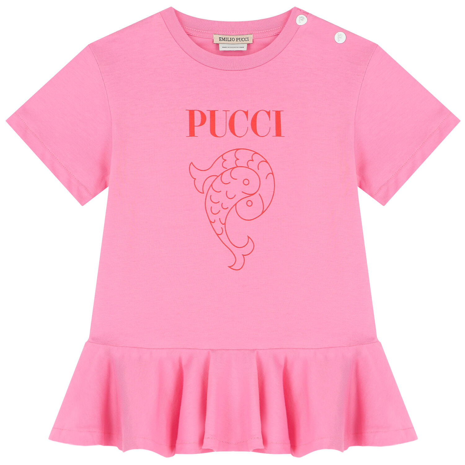 Younger Girls Pink Logo Dress, 1, hi-res