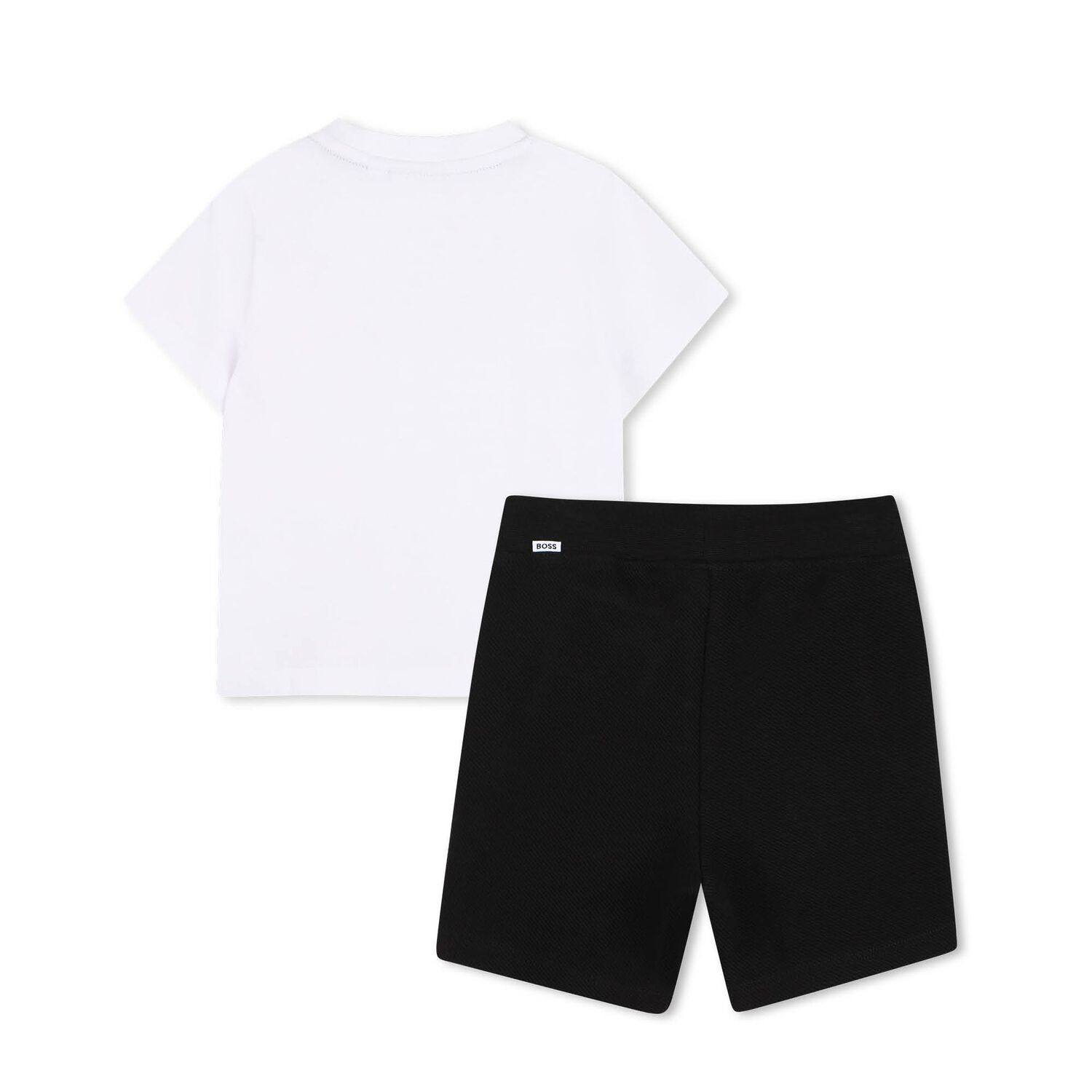  Younger Boys White & Black Logo Shorts Set, 1, hi-res