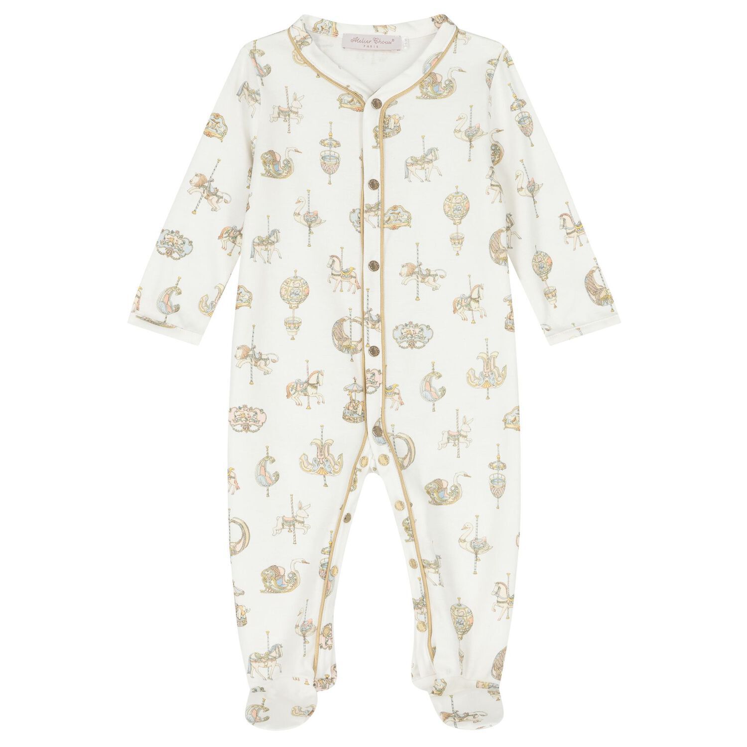 Baby Boys White & Blue Carousel Babygrow Gift Set, 2, hi-res