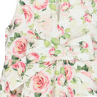 Girls Ivory & Pink Satin Rose Dress, 1, hi-res