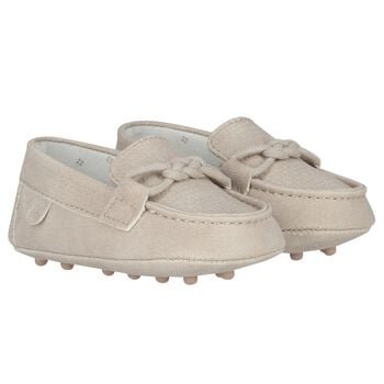 Baby Boys Beige Leather Pre Walker Moccasins