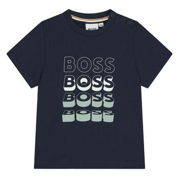 Younger Boys Navy Blue Logo T-Shirt