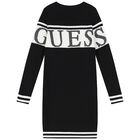 Girls Black Logo Knitted Sweatshirt Dress, 1, hi-res