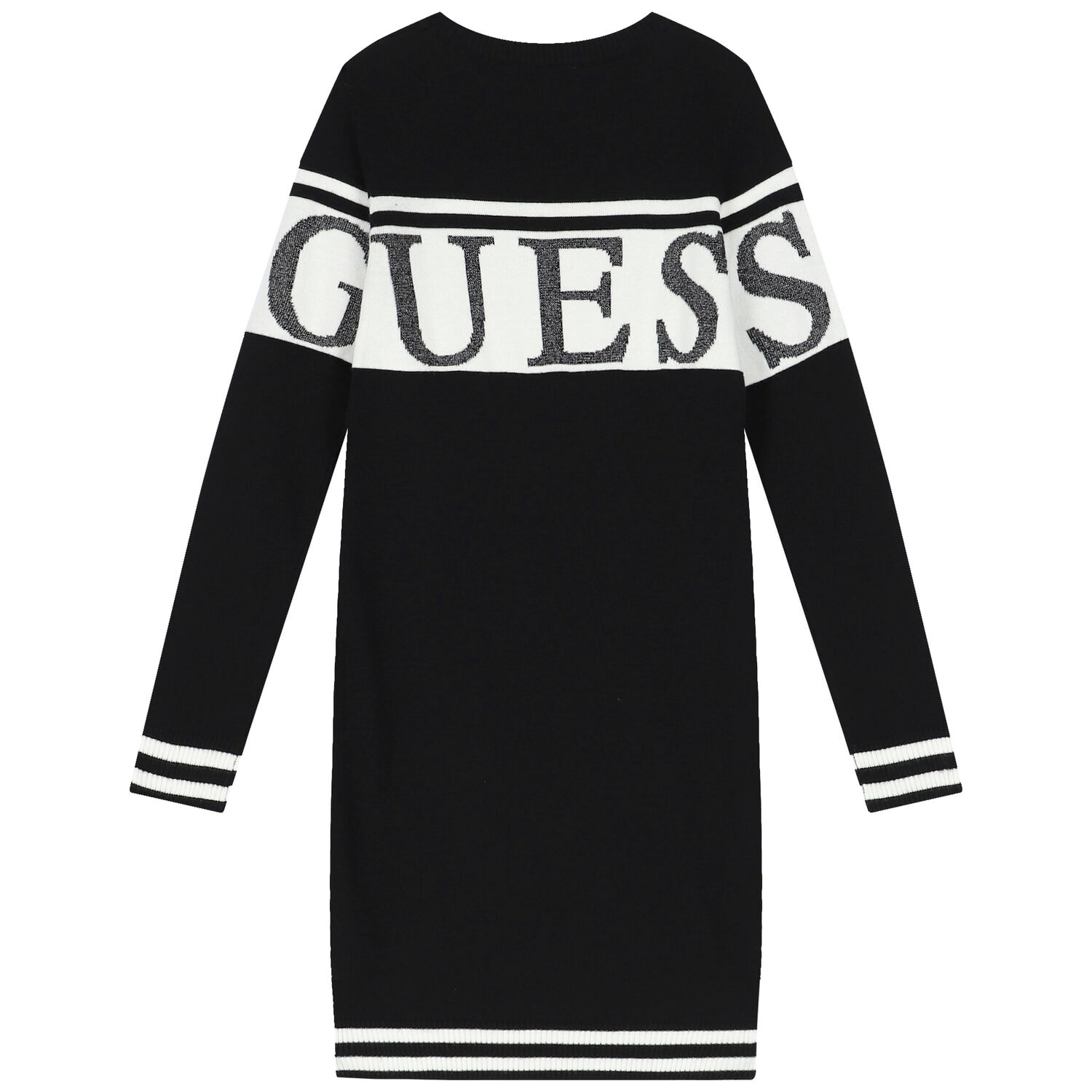 Girls Black Logo Knitted Sweatshirt Dress, 1, hi-res image number null
