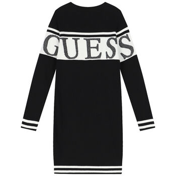 Girls Black Logo Knitted Sweatshirt Dress
