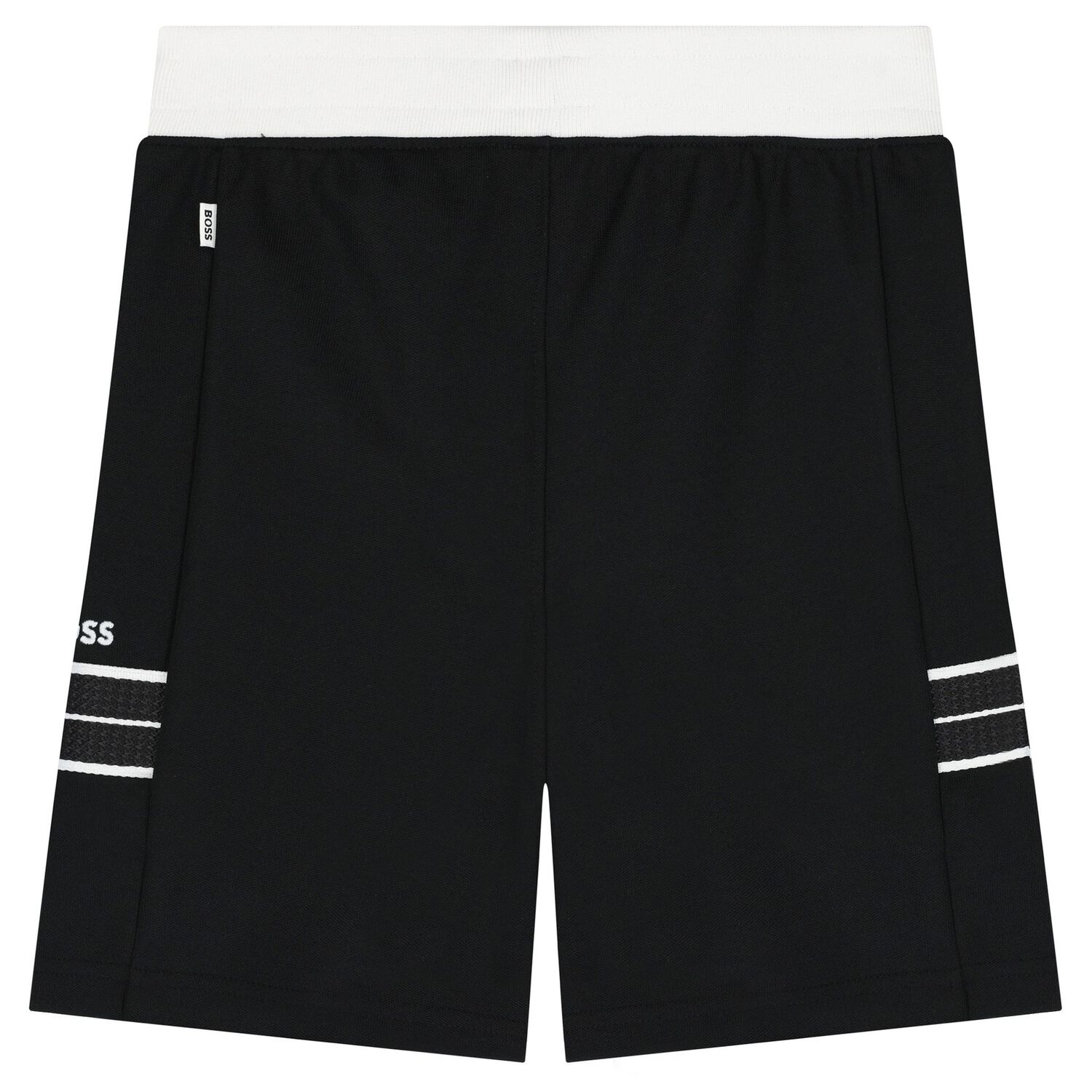 Boys Black Logo Shorts, 1, hi-res