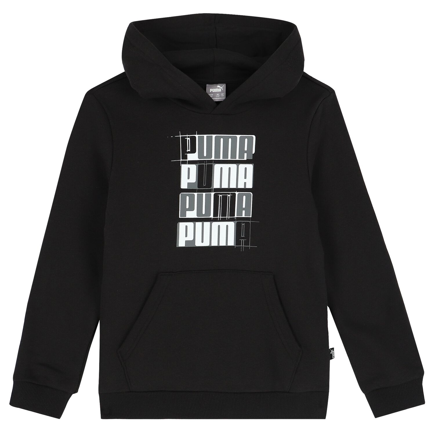 Boys Black Logo Hooded Top, 1, hi-res