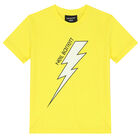 Boys Yellow Thunderbolt Logo T-Shirt, 1, hi-res