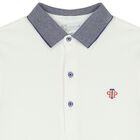Boys White Striped Polo Shirt, 1, hi-res