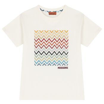 Boys Ivory Zig Zag Logo T-Shirt