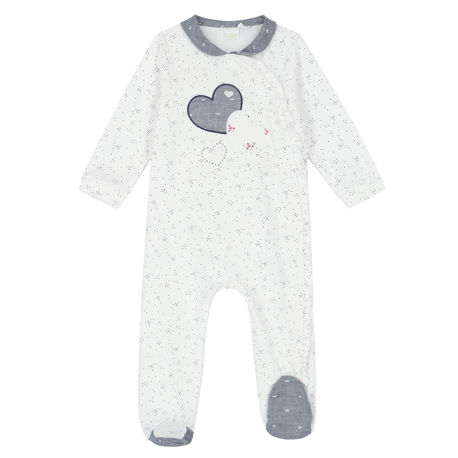 Baby Girls White Heart Babygrow, 1, hi-res image number null