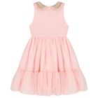 Girls Pink Chiffon Bow Dress, 1, hi-res