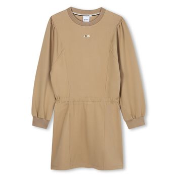 Girls Beige Logo Dress