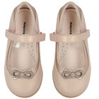 Younger Girls Silver Diamante Bow Shoes, 3, hi-res