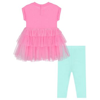 Younger Girls Pink & Aqua Dress Set