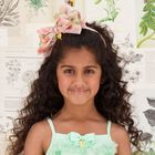 Girls Peach Bow Headband, 2, hi-res