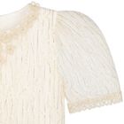 Girls Ivory & Gold Tiered Organza & Tulle Dress, 1, hi-res