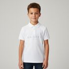 Boys White Logo Polo Shirt, 3, hi-res