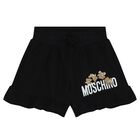 Girls Black Teddy Bear Shorts, 2, hi-res