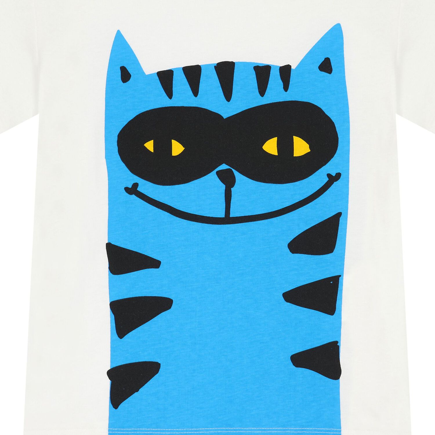 Boys Ivory & Blue Cat T-Shirt, 1, hi-res