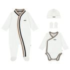 Baby Boys White Logo Babygrow Gift Set, 1, hi-res