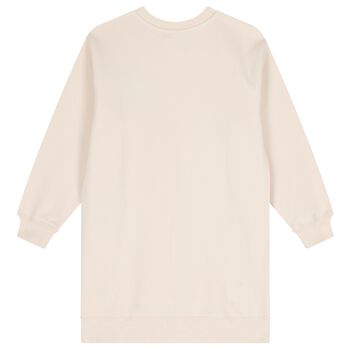 Girls Beige Logo Sweatshirt Dress