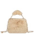 Girls Beige Faux Fur Handbag, 2, hi-res
