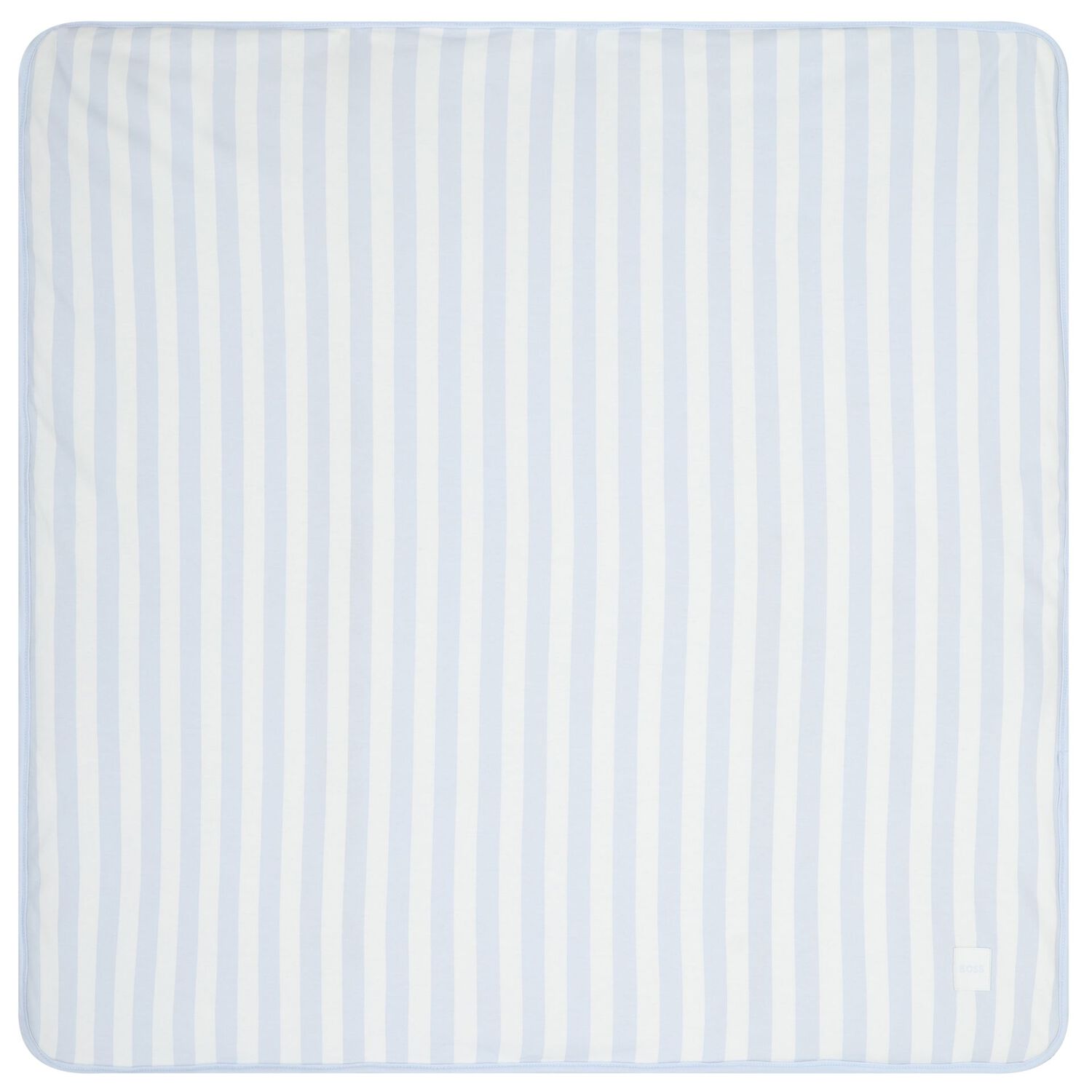Baby Boys White & Blue Striped Logo Blanket , 3, hi-res