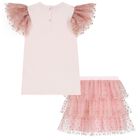 Girls Pink Tulle Skirt Set, 1, hi-res