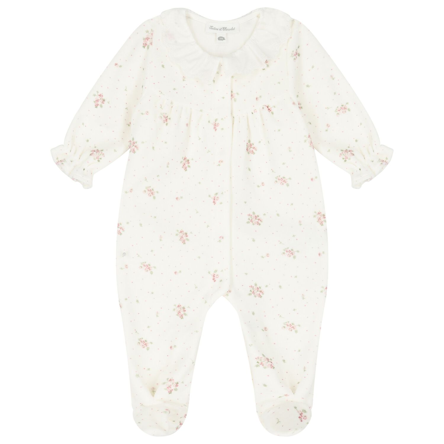 Girls Ivory Floral Babygrow, 1, hi-res