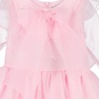 Girls Pink Organza Bow & Ruffle Dress, 1, hi-res