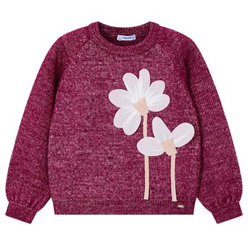Mayoral Girls Burgundy Flower Jumper, 1 Girls Burgundy Flower Jumper