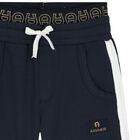 Boys Navy Blue Logo Shorts, 1, hi-res